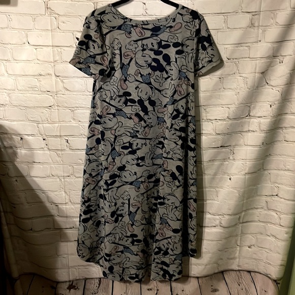 LuLaRoe Gray Carly Dress With Mickey Mouse Pattern Size XXS - Picture 4 of 5